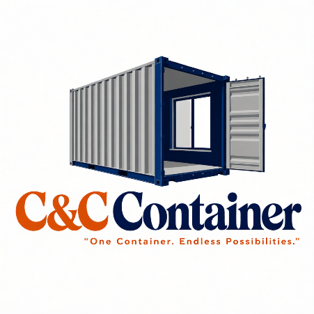 C&C Container logo with a modified shipping container